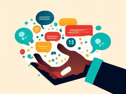 Illustration of a person sending a message or interacting with communication channels
